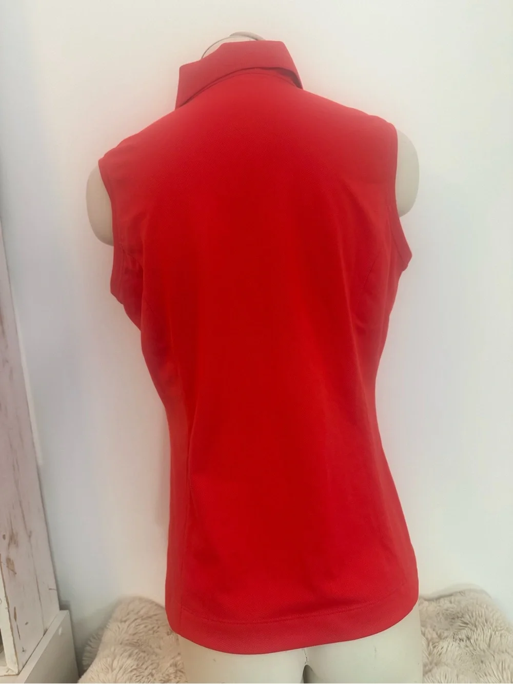 Women's Nike Dri Fit Coral Bright Red Sleeveless Polo Top